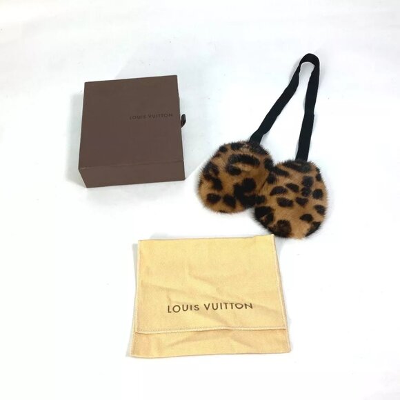 LOUIS VUITTON leopard pattern ear muffler ear warmer Earmuff Brown/Black - Picture 2 of 6
